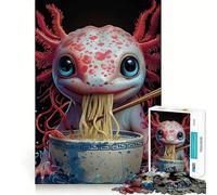 1000 Piece Jigsaws for Adults Axoloti Eating Ramen Fine Edge Craft Thinking Fun Game Relax Game Play Birthday Hobby Gift (38x26cm)