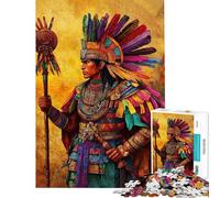 1000 Piece Jigsaws for Adults Aztec Warrior Painting Jigsaw Puzzles for Teenagers Enhance Memory Educational Challenge Unique Challenge Game (Size 38x52cm)