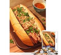 1000 Piece Jigsaws for Adults Banh Mi Sandwich with Sauce Adult Jigsaw Puzzles Difficult Hard Every Piece Is Unique - Beautiful Design Game (50x75cm)