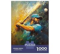 1000 Piece Jigsaws for Adults Baseball Batter Swing - Energetic Abstract Sports Art Puzzle for Adults Brain Teaser Game Precision Cutting Challenging To Complete 70x50cm/1000pcs