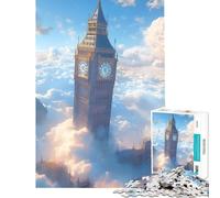 1000 Piece Jigsaws for Adults Big Ben Above The Clouds Challenging To Complete Staycation Kill Time Practical Game for Ages 14 And over (38x52cm)