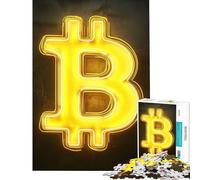 1000 Piece Jigsaws for Adults Bitcoin Neon Sign for Educational Game Challenge Toy for Educational Game Stress Reliever Gifts For Birthdays (Size 38x52cm)