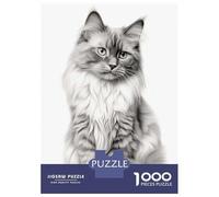 1000 Piece Jigsaws for Adults Black And White Ragdoll Cat Portrait Jigsaws for Adults Brain Teaser Game Analysis And Logic Great Gift for Gaming 52x38cm/1000pcs
