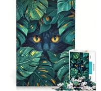 1000 Piece Jigsaws for Adults Black Cat in Jungle, Family Games, Challenging To Complete, Improving Love between Couples 38x52cm