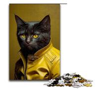 1000 Piece Jigsaws for Adults Black Cat in Yellow Puzzles Gifts Birthday Present Gifts for for Teenager Age 14 And Up (75x50cm)