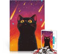 1000 Piece Jigsaws for Adults Black Cat Under Shooting Stars Lustige Spiele Wanddekoration Einzigartige Geburtstags- und Weihnachtsgeschenke52x38cm