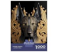 1000 Piece Jigsaws for Adults Black Dog Golden Art Deco Jigsaws for Adults Brain Teaser Game Analysis And Logic Great Gift for Gaming 38x26cm/1000pcs