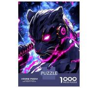 1000 Piece Jigsaws for Adults Black Leopard Warrior Animal Jigsaws for Adults Brain Teaser Game Analysis And Logic Great Gift for Gaming 52x38cm/1000pcs