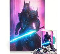 1000 Piece Jigsaws for Adults Black Neon Samurai, Brain Teaser Game, Fun at Home Activities, Artists' Collection, Fine Arts 50x75cm