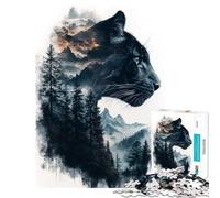 1000 Piece Jigsaws for Adults Black Panther Mountain Double Exposure Relax Games Addictive Toys to Cultivate Patience Birthday Gifts For Family Fun (Size 38x26cm)