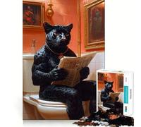 1000 Piece Jigsaws for Adults Black Panther on Toilet Neat Fit Decor, Cognitive Fun Play, Peace Game Play, Birthday Activity (38x26cm)