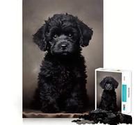 1000 Piece Jigsaws for Adults Black Poodle Puppy Portrai Neat Fit Decor, Cognitive Fun Play, Peace Game Play, Birthday Activity (38x26cm)