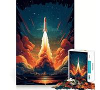1000 Piece Jigsaws for Adults Blast Off Space Rocket Neat Fit Decor, Cognitive Fun Play, Peace Game Play, Birthday Activity (50x75cm)