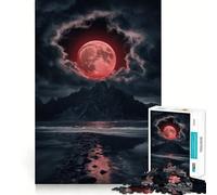 1000 Piece Jigsaws for Adults Blood Moon Over Mountains Neat Fit Decor, Cognitive Fun Play, Peace Game Play, Birthday Activity (50x75cm)