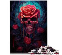 1000 Piece Jigsaws for Adults Blood Rose Skull Challenging Game 26x38cm deal as gifts for the whole family for teenager Age 14 Up