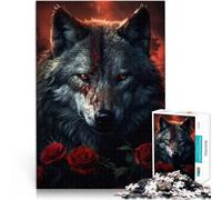 1000 Piece Jigsaws for Adults bloody black wolf Made of cardboard Suitable for ages 14 and up Family Games deal as gifts for the whole family 。size:38x52cm/14.96x20.47inch