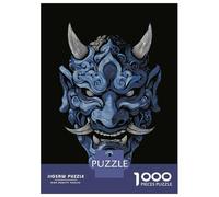 1000 Piece Jigsaws for Adults Blue Oni Mask Illustration Puzzle for Adults Brain Teaser Game Precision Cutting Challenging To Complete 70x50cm/1000pcs