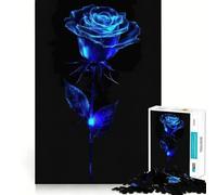 1000 Piece Jigsaws for Adults Blue Rose Neat Fit Decor, Cognitive Fun Play, Peace Game Play, Birthday Activity (38x26cm)