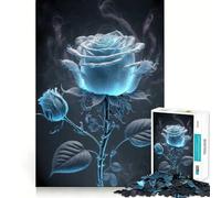 1000 Piece Jigsaws for Adults Blue Rose Neat Fit Decor, Cognitive Fun Play, Peace Game Play, Birthday Activity (38x52cm)