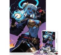 1000 Piece Jigsaws for Adults Blue-skinned Sorceress with Magical Orb Toy Wall Decor Art Work Gift for Educational Game Artists' Collection, Fine Arts Size 50x75cm