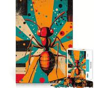 1000 Piece Jigsaws for Adults Bold Geometric Ant Print Neat Fit Decor, Cognitive Fun Play, Peace Game Play, Birthday Activity (50x75cm)