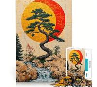 1000 Piece Jigsaws for Adults Bonsai Tree And Waterfall Neat Fit Decor, Cognitive Fun Play, Peace Game Play, Birthday Activity (38x26cm)
