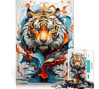 1000 Piece Jigsaws for Adults Brave Tiger Clean Edge Game Creative Brain Game Slow Play Fun Christmas Calm Gift (38x26cm)
