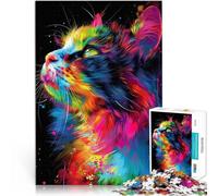 1000 Piece Jigsaws for Adults Bright Cat Pop Art Trainieren Sie Ihr Gehirn und Ihre Hände Kunstwerk Geschenk38x26cm