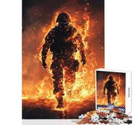 1000 Piece Jigsaws for Adults Burning Soldier Toy Wall Decor Art Work Gift for Educational Game Artists' Collection, Fine Arts Size 38x52cm