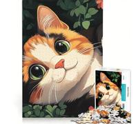 1000 Piece Jigsaws for Adults Calico Cat in Flowers, Brain Teaser Game, Challenging To Complete, Enhance Love between Couples 50x75cm