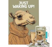 1000 Piece Jigsaws for Adults Camel Waking Up with Coffee Challenging To Complete Stress Reliever Educational Game Suitable for Ages 14 And Up (38x52cm)