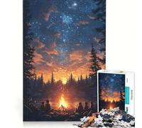 1000 Piece Jigsaws for Adults Campfire Under The Stars, Brain Teaser Game, Challenging To Complete, Enhance Love between Couples 38x26cm