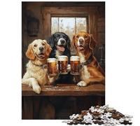1000 Piece Jigsaws for Adults Canine Cheers Beer Buddies Jigsaw Puzzles for Teenagers Enhance Memory Educational Challenge Unique Challenge Game (38x52cm/1000pcs)
