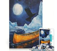 1000 Piece Jigsaws for Adults Canoe Floating on The Water, Brain Teaser Game, Challenging To Complete, Enhance Love between Couples 38x26cm