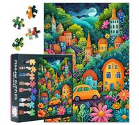 1000 Piece Jigsaws for Adults Car Jigsaw Puzzles Impossible Challenge Game Village with Flowers and Trees Houses Puzzles Perfect for Family Friends Party Night 27.5"X19.7"