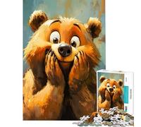 1000 Piece Jigsaws for Adults Cartoon Bear with Surprised Expression for Birthday, Chrismas Difficult Challenge Educational Games for And from 14 Years And over (38x26cm)