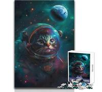1000 Piece Jigsaws for Adults Cat Astronaut in Space Enjoyful Peaceful Spare Time Exact Precision Fit Play Toy Size 38x52cm
