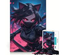 1000 Piece Jigsaws for Adults Cat-Eared Ninja Girl Clean Edge Game Creative Brain Game Slow Play Fun Christmas Calm Gift (50x75cm)