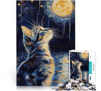 1000 Piece Jigsaws for Adults Cat Gazing at the Moon Herausforderndes Spiel eignet sich ideal als Geschenk für die ganze Familie52x38cm