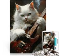 1000 Piece Jigsaws for Adults Cat Guitarist Herausforderndes Spielspielzeug eignet sich ideal als Geschenk für die ganze Familie75x50cm