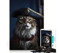 1000 Piece Jigsaws for Adults Cat Pirates I Fine Cut Art Thinking Skill Game Quiet Time Game Xmas Art Display (38x26cm)