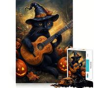 1000 Piece Jigsaws for Adults Cat's Halloween Melody - Neat Cut Decor Thinking Training Toy Free Time Play Festive Leisure Gift (50x75cm)