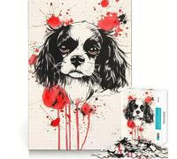 1000 Piece Jigsaws for Adults Cavalier King Charles Spaniel Ink Portrait Clean Edge Game Creative Brain Game Slow Play Fun Christmas Calm Gift (38x26cm)