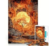 1000 Piece Jigsaws for Adults Cave Opening with Moon And Tree Clean Edge Game Creative Brain Game Slow Play Fun Christmas Calm Gift (50x75cm)