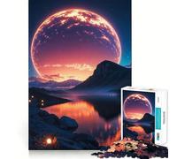 1000 Piece Jigsaws for Adults Celestial Twilight Over Serene Waters Clean Edge Game Creative Brain Game Slow Play Fun Christmas Calm Gift (38x26cm)