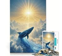 1000 Piece Jigsaws for Adults Celestial Whale Rising Toward The Sun Neat Cut Decor Thinking Training Toy Free Time Play Festive Leisure Gift (50x75cm)