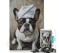 1000 Piece Jigsaws for Adults Charming French Bulldog with Bandana Neat Cut Decor Thinking Training Toy Free Time Play Festive Leisure Gift (38x52cm)