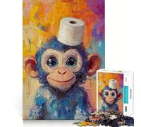 1000 Piece Jigsaws for Adults Charming Monkey with Roll Clean Edge Game Creative Brain Game Slow Play Fun Christmas Calm Gift (50x75cm)