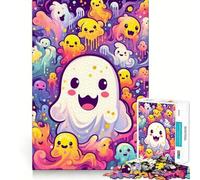 1000 Piece Jigsaws for Adults Cheerful Ghosts Clean Edge Game Creative Brain Game Slow Play Fun Christmas Calm Gift (38x52cm)