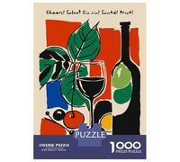 1000 Piece Jigsaws for Adults Cheers! Wine And Fruits Still Life Jigsaw for Adults Toy Wall Decor Presents for Women Challenging To Complete 52x38cm/1000pcs